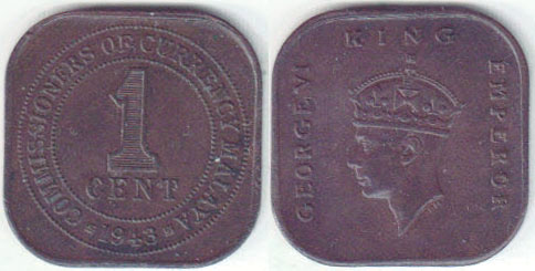 1943 Malaya 1 Cent (gEF) A004206